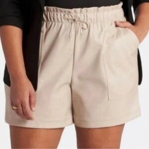 Anthropologie Avec Les Filles Faux Leather Paper Bag Tie Shorts Women's Size 1X